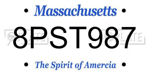 8PST987 Massachusetts License Plate