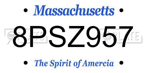 8PSZ957 Massachusetts License Plate