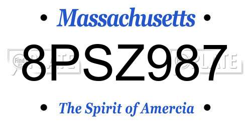 8PSZ987 Massachusetts License Plate