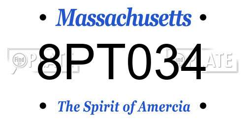 8PT034 Massachusetts License Plate