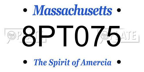 8PT075 Massachusetts License Plate