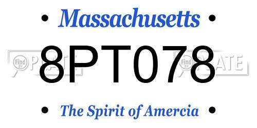 8PT078 Massachusetts License Plate
