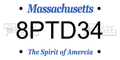 8PTD34 Massachusetts License Plate