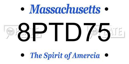 8PTD75 Massachusetts License Plate