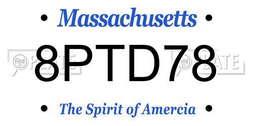 8PTD78 Massachusetts License Plate