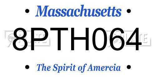 8PTH064 Massachusetts License Plate