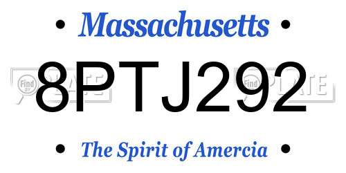 8PTJ292 Massachusetts License Plate