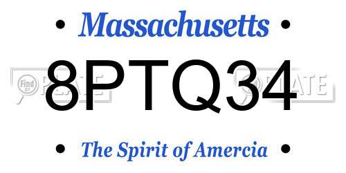 8PTQ34 Massachusetts License Plate