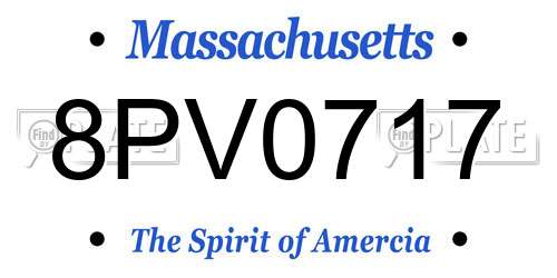 8PV0717 Massachusetts License Plate