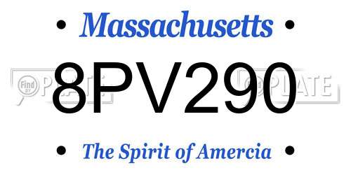 8PV290 Massachusetts License Plate