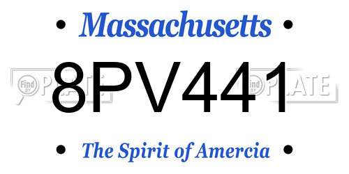 8PV441 Massachusetts License Plate