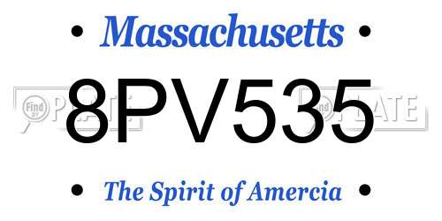 8PV535 Massachusetts License Plate
