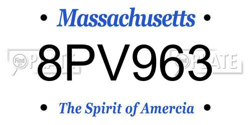 8PV963 Massachusetts License Plate
