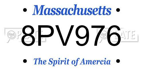 8PV976 Massachusetts License Plate