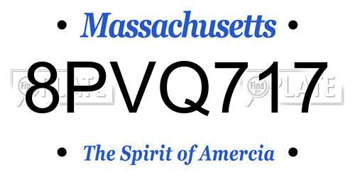 8PVQ717 Massachusetts License Plate