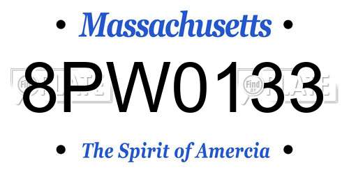 8PW0133 Massachusetts License Plate