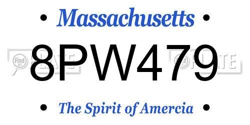 8PW479 Massachusetts License Plate