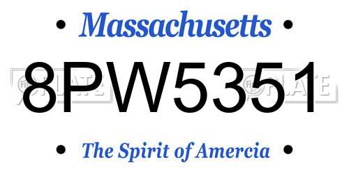 8PW5351 Massachusetts License Plate