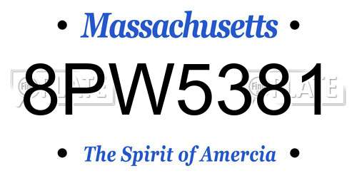 8PW5381 Massachusetts License Plate