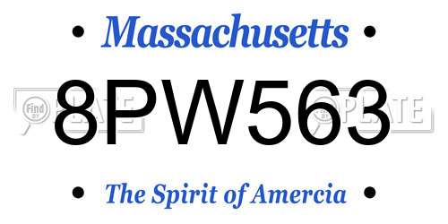 8PW563 Massachusetts License Plate