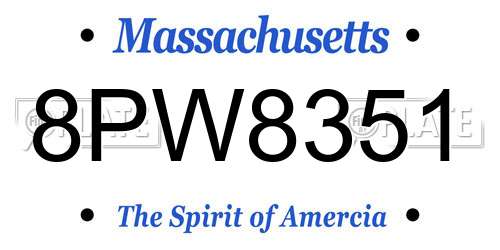 8PW8351 Massachusetts License Plate