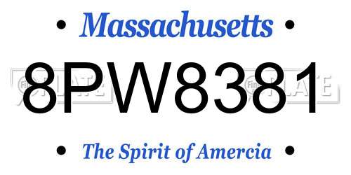 8PW8381 Massachusetts License Plate