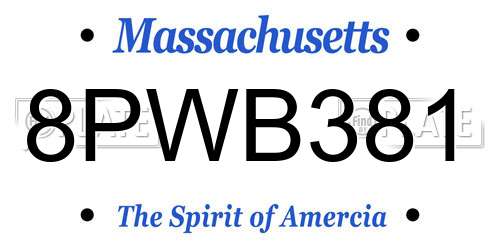 8PWB381 Massachusetts License Plate