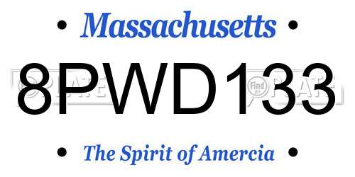 8PWD133 Massachusetts License Plate