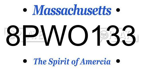 8PWO133 Massachusetts License Plate