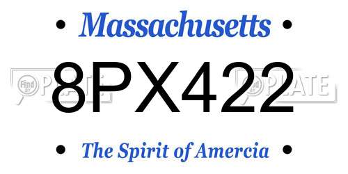 8PX422 Massachusetts License Plate