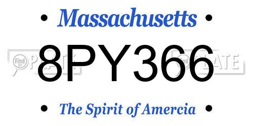 8PY366 Massachusetts License Plate