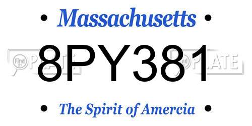 8PY381 Massachusetts License Plate
