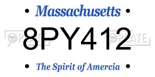 8PY412 Massachusetts License Plate