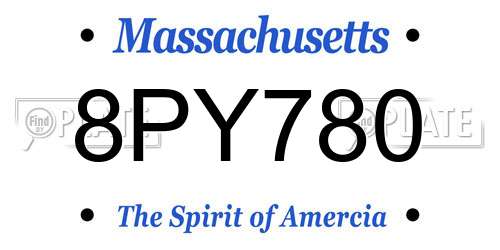 8PY780 Massachusetts License Plate