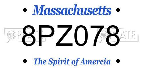 8PZ078 Massachusetts License Plate