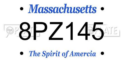 8PZ145 Massachusetts License Plate