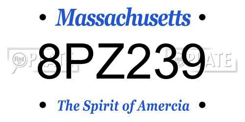 8PZ239 Massachusetts License Plate