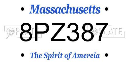 8PZ387 Massachusetts License Plate