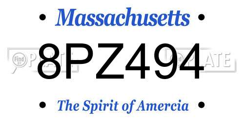 8PZ494 Massachusetts License Plate