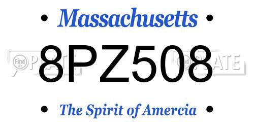 8PZ508 Massachusetts License Plate