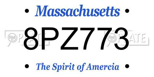 8PZ773 Massachusetts License Plate