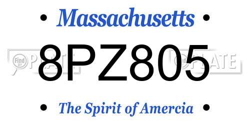 8PZ805 Massachusetts License Plate