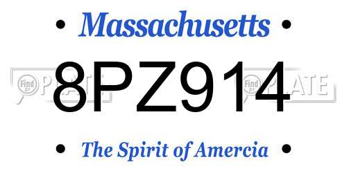 8PZ914 Massachusetts License Plate