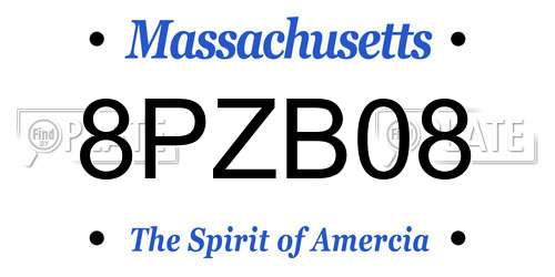 8PZB08 Massachusetts License Plate