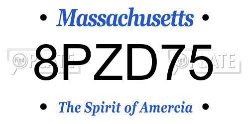 8PZD75 Massachusetts License Plate