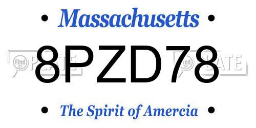8PZD78 Massachusetts License Plate