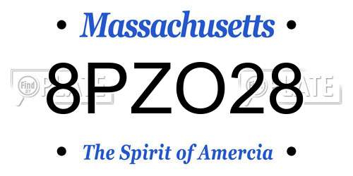 8PZO28 Massachusetts License Plate