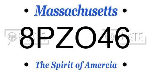 8PZO46 Massachusetts License Plate