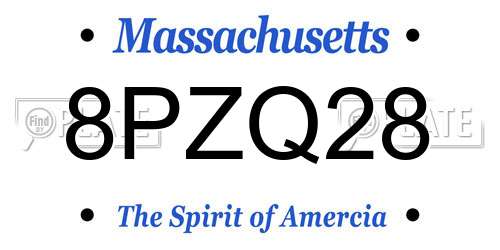 8PZQ28 Massachusetts License Plate