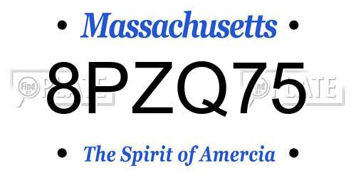8PZQ75 Massachusetts License Plate